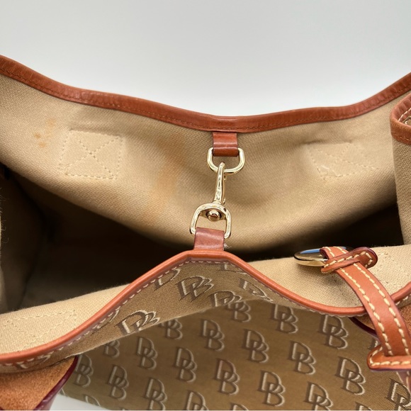 Dooney & Bourke Signature Monogram Canvas and Leather Shoulder Tote Bag - Picture 8 of 13